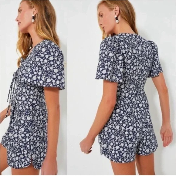 NWT Hyacinth House Navy and White Barnell Romper size XS - Picture 3 of 12